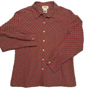Talbots Womens M  Shirt Plaid Long Sleeve Button Down Up Red Top